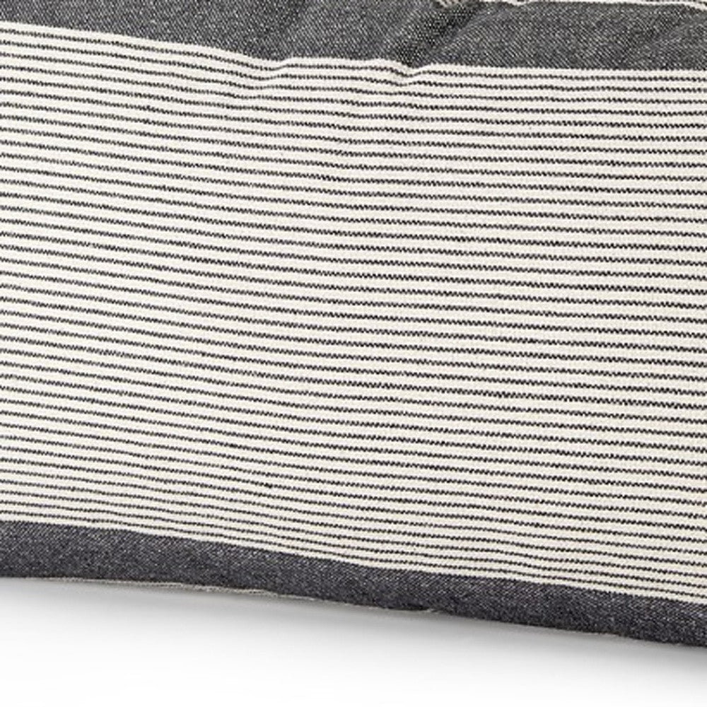 Cream And Gray Striped Lumbar Accent Pillow Cover