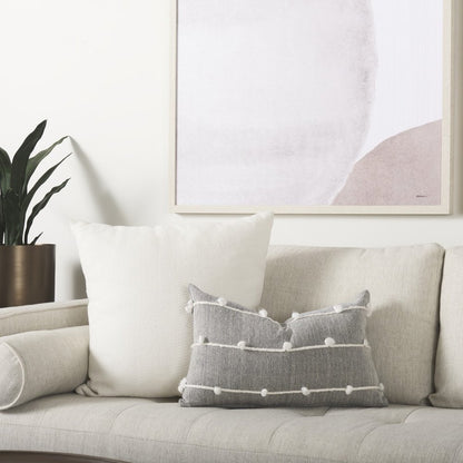 Dark Blue And Beige Lumbar Accent Pillow Cover