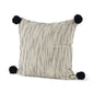 Beige And Midnight Pom Pom Square Accent Pillow Cover