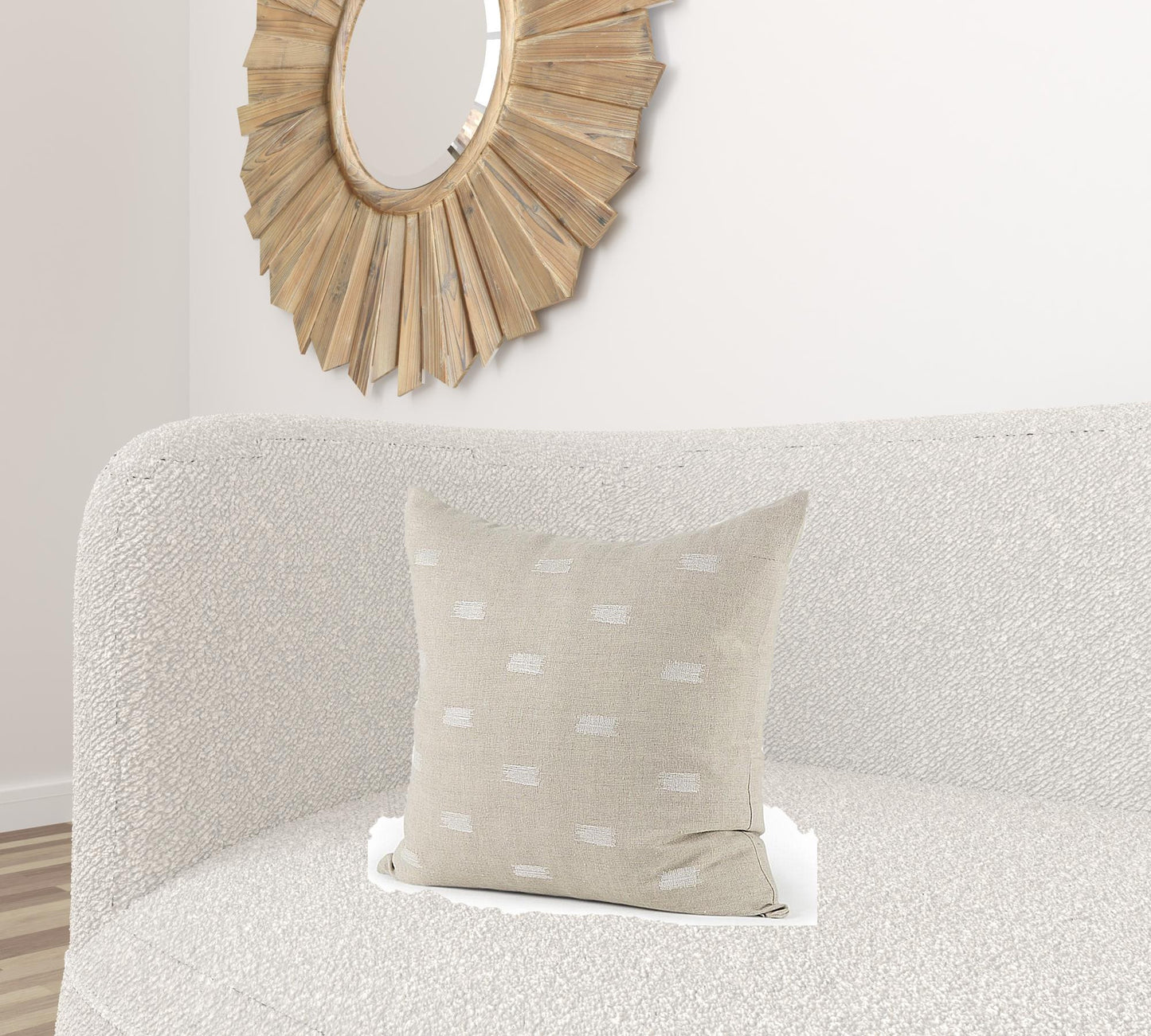 Canvas Beige And White Square Accent Pillow Cover