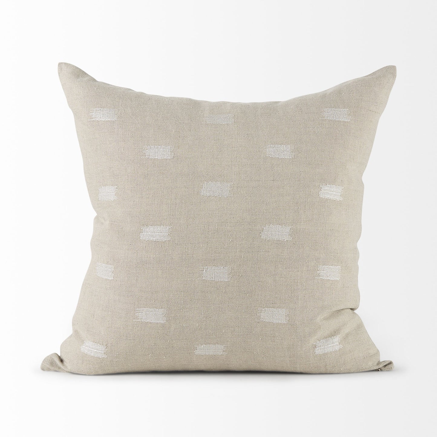 Canvas Beige And White Square Accent Pillow Cover