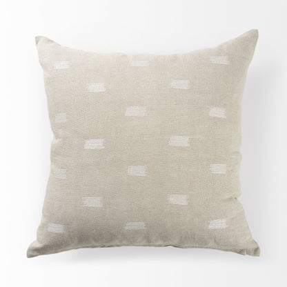 Canvas Beige And White Square Accent Pillow Cover