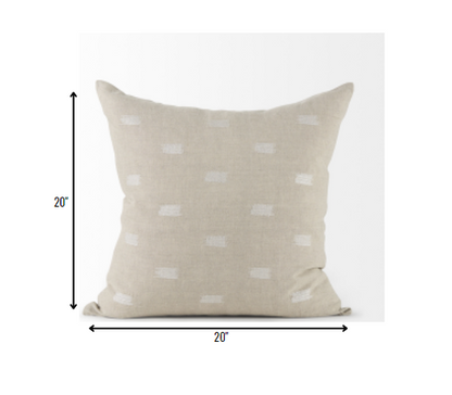 Canvas Beige And White Square Accent Pillow Cover