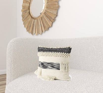 Boho Black And White Accent Pillow Cover