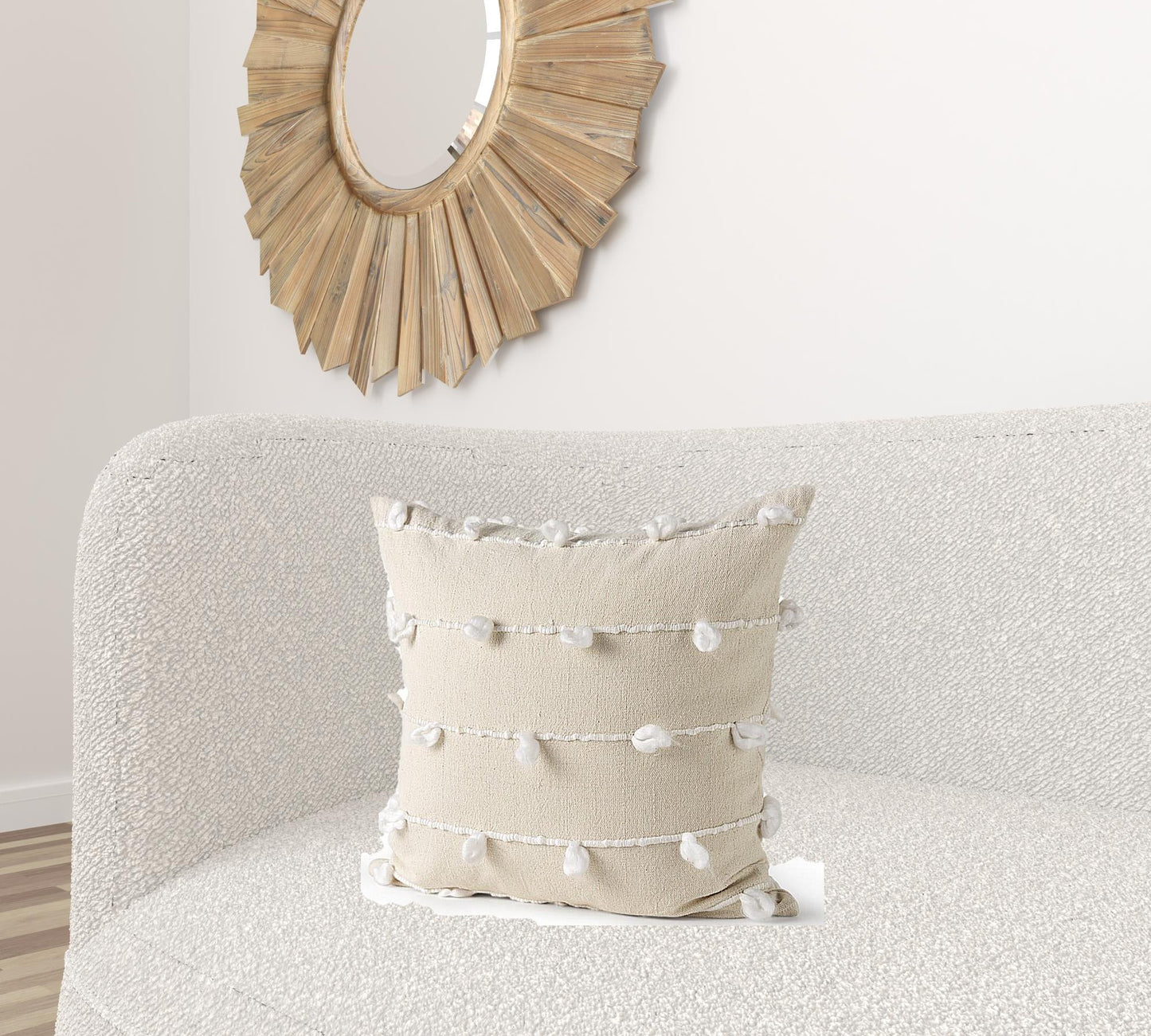 Clouds On Cream Canvas Square Pillow Cover