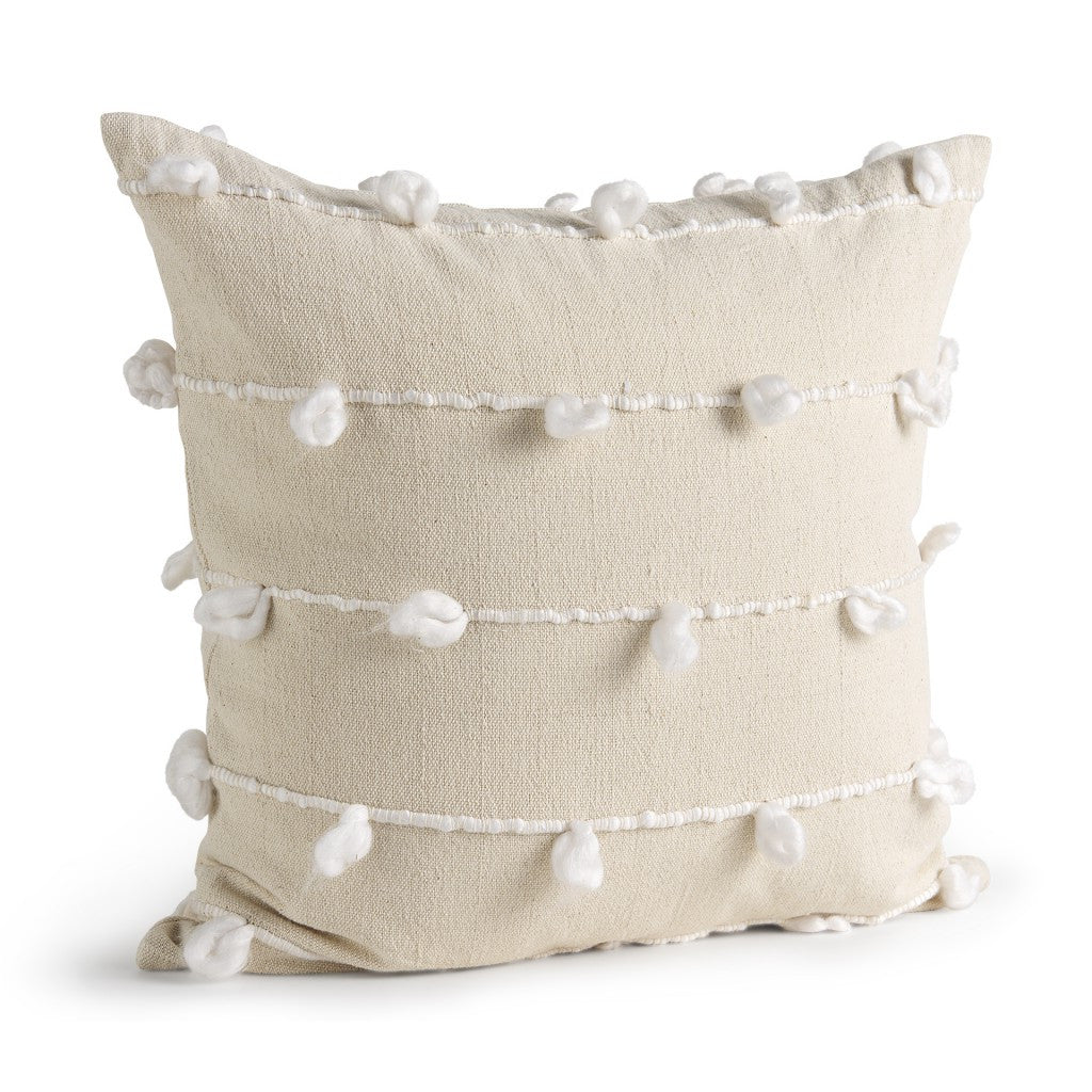 Clouds On Cream Canvas Square Pillow Cover