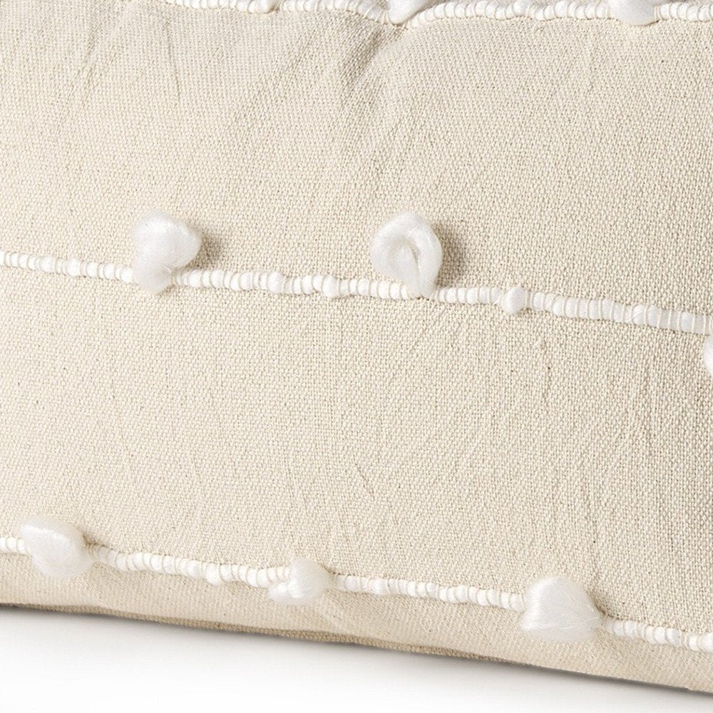 Clouds On Cream Canvas Lumbar Pillow Cover