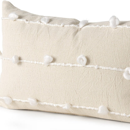 Clouds On Cream Canvas Lumbar Pillow Cover