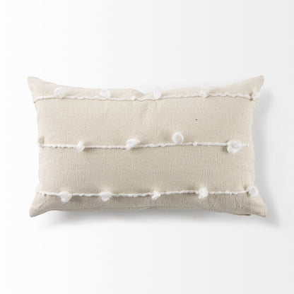 Clouds On Cream Canvas Lumbar Pillow Cover