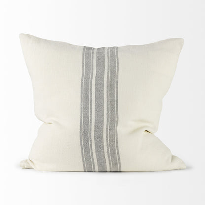 Off White Pillow Cover With  Ash Gray  Stripes