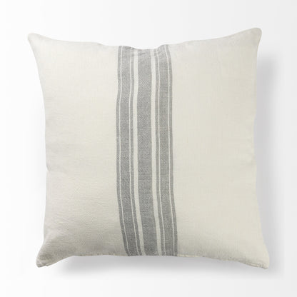 Off White Pillow Cover With  Ash Gray  Stripes