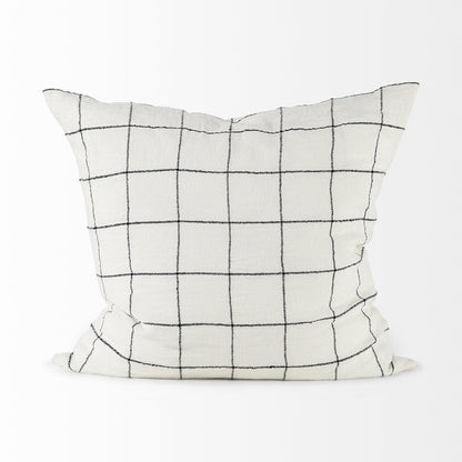 White And Black Grid Square Accent Pillow Cover