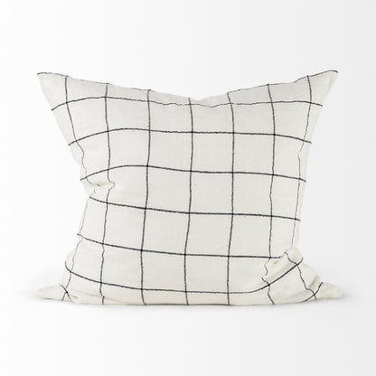 White And Black Grid Square Accent Pillow Cover