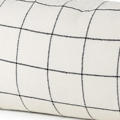 White And Black Grid Lumbar Accent Pillow Cover