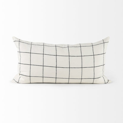 White And Black Grid Lumbar Accent Pillow Cover