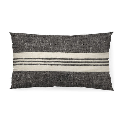 Black And White Striped Lumbar Accent Pillow Cover