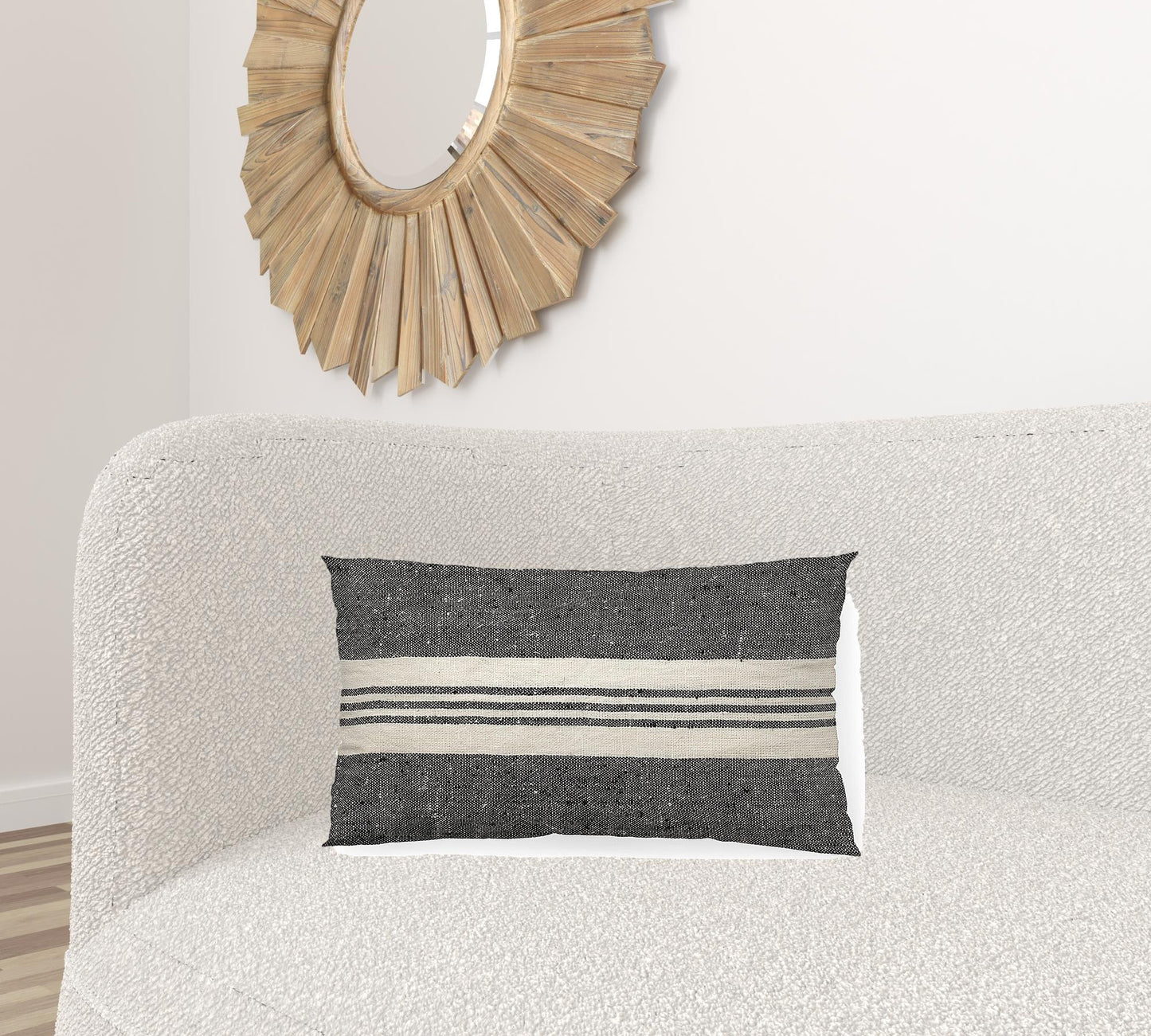 Black And White Striped Lumbar Accent Pillow Cover