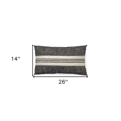 Black And White Striped Lumbar Accent Pillow Cover