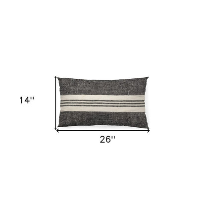 Black And White Striped Lumbar Accent Pillow Cover