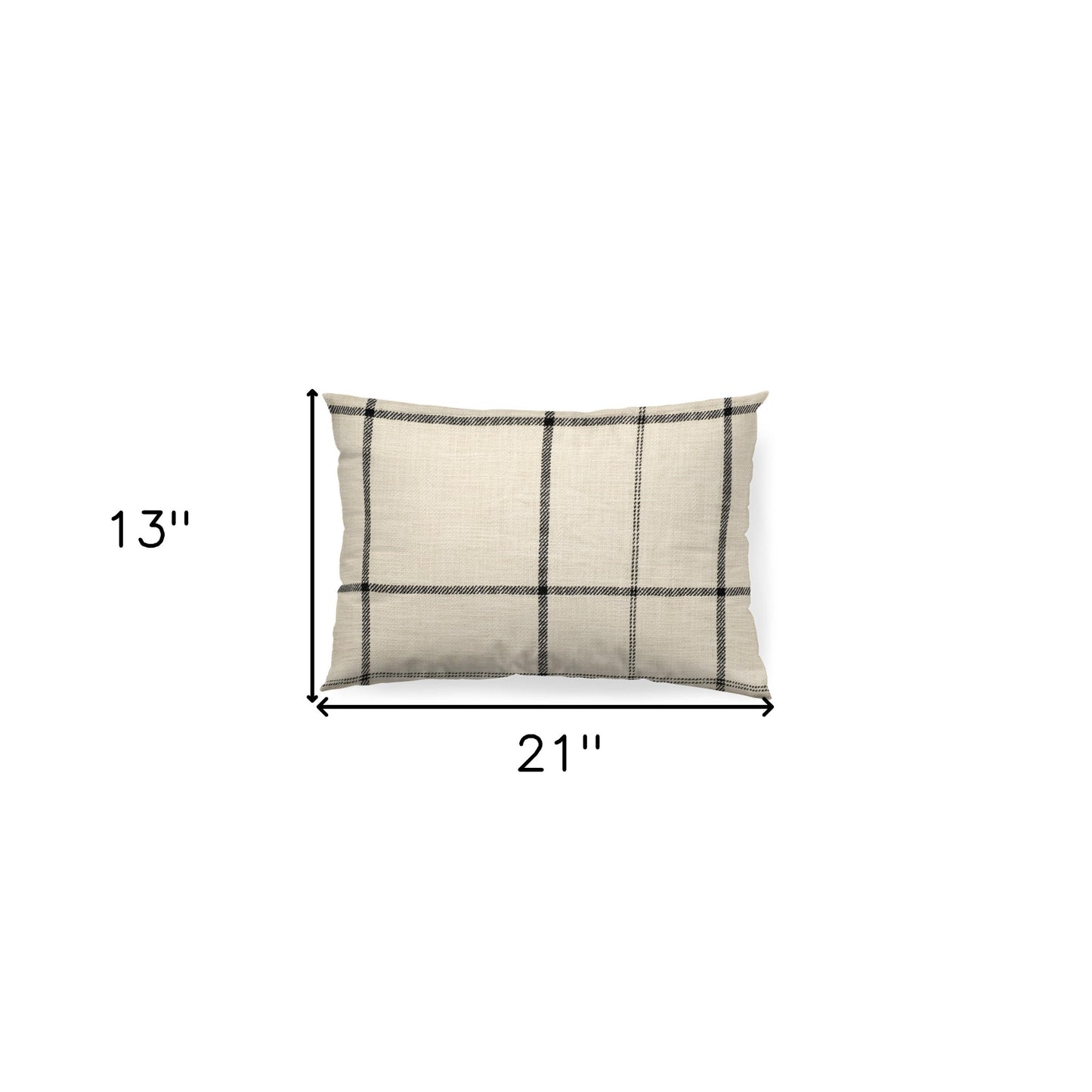 Black And Beige Plaid Lumbar Accent Pillow Cover