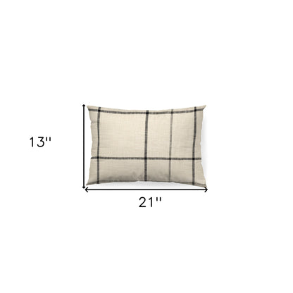 Black And Beige Plaid Lumbar Accent Pillow Cover