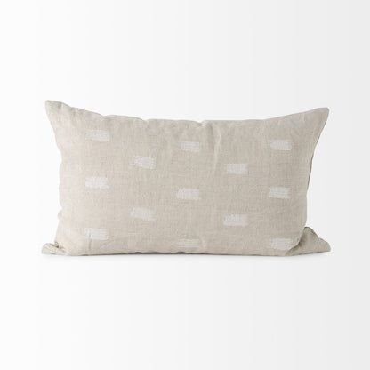 Canvas Beige And White Lumbar Accent Pillow Cover