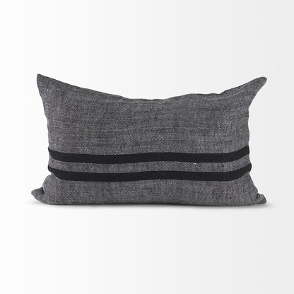 Dark Gray Detailed Lumbar Throw Pillow Cover