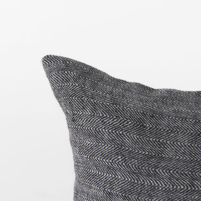 Dark Gray Detailed Lumbar Throw Pillow Cover