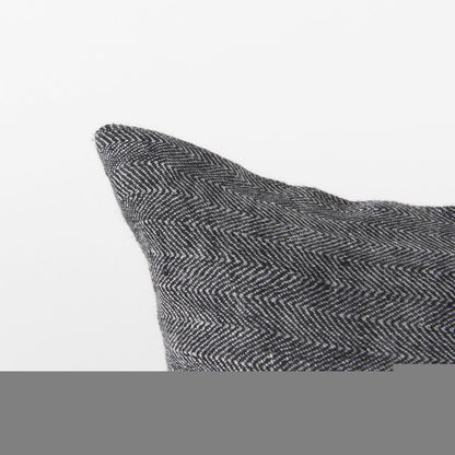 Dark Gray Detailed Lumbar Throw Pillow Cover