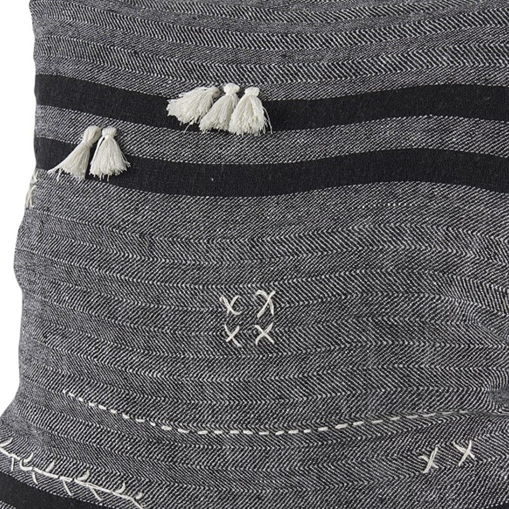 Dark Gray Detailed Throw Pillow Cover