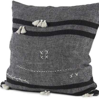 Dark Gray Detailed Throw Pillow Cover