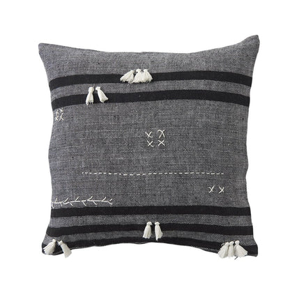 Dark Gray Detailed Throw Pillow Cover