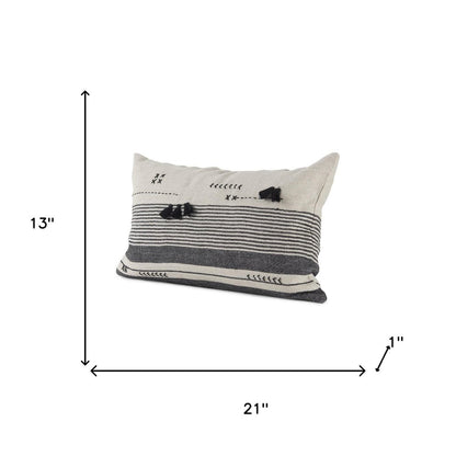 Light Gray Detailed Lumbar Throw Pillow Cover