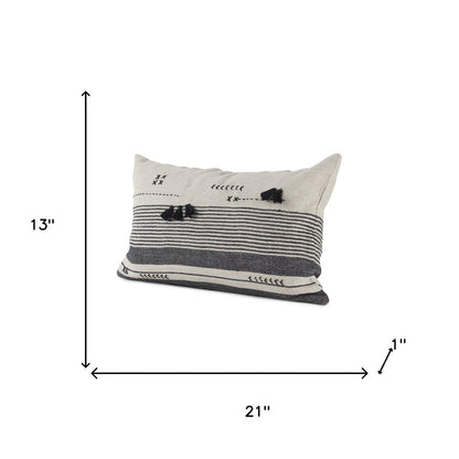 Light Gray Detailed Lumbar Throw Pillow Cover