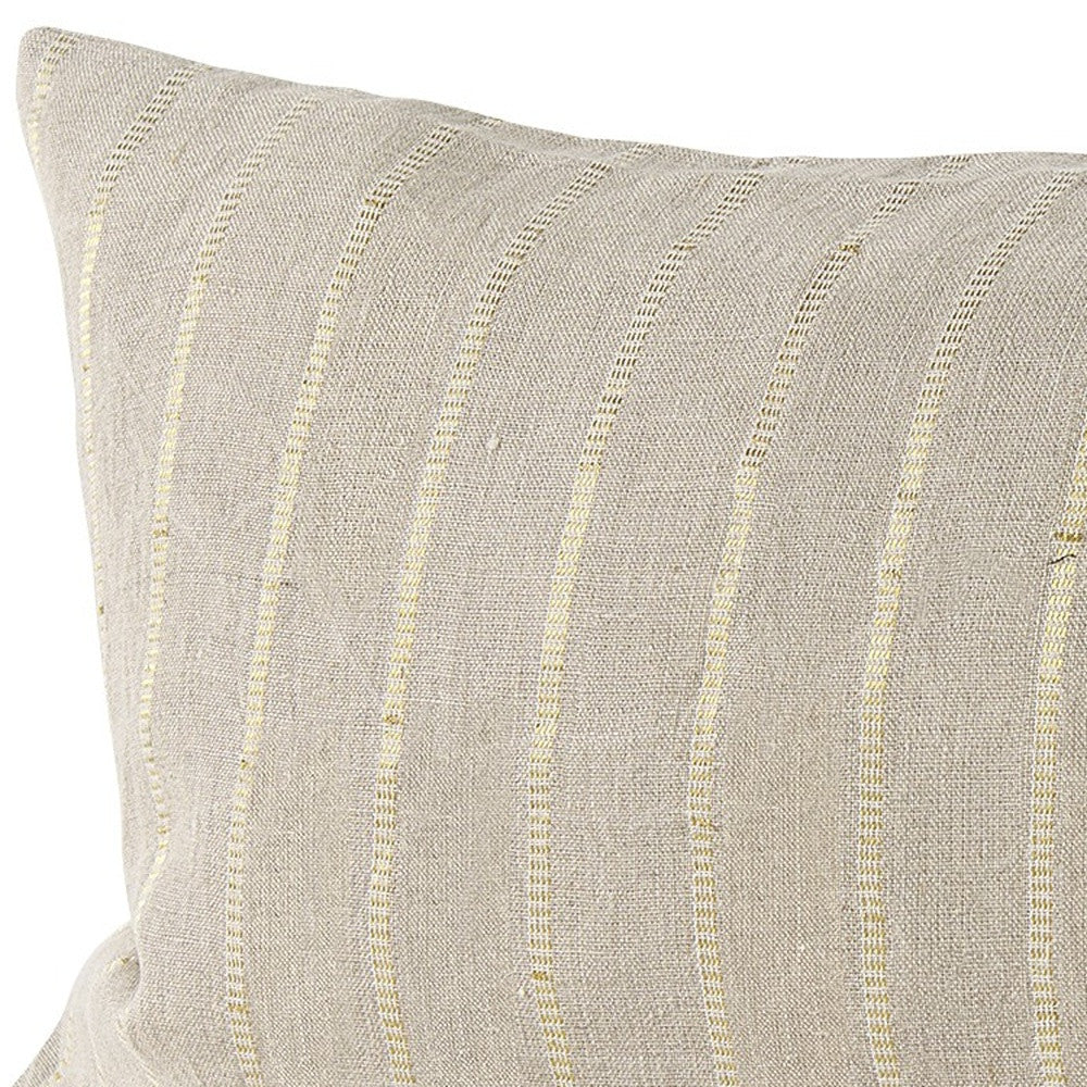 Beige And Gold Striped Lumbar Pillow Cover