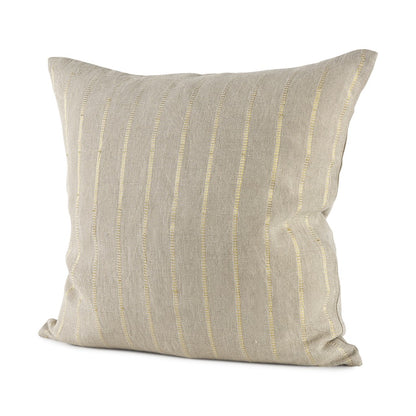 Beige And Gold Striped Pillow Cover