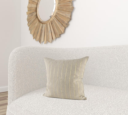 Beige And Gold Striped Pillow Cover