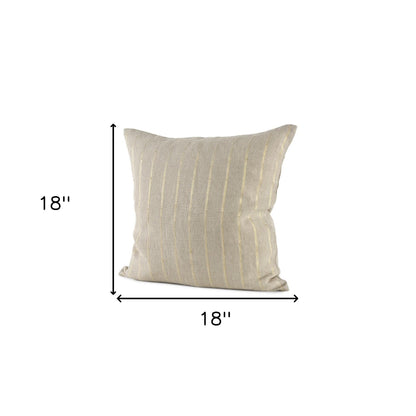 Beige And Gold Striped Pillow Cover