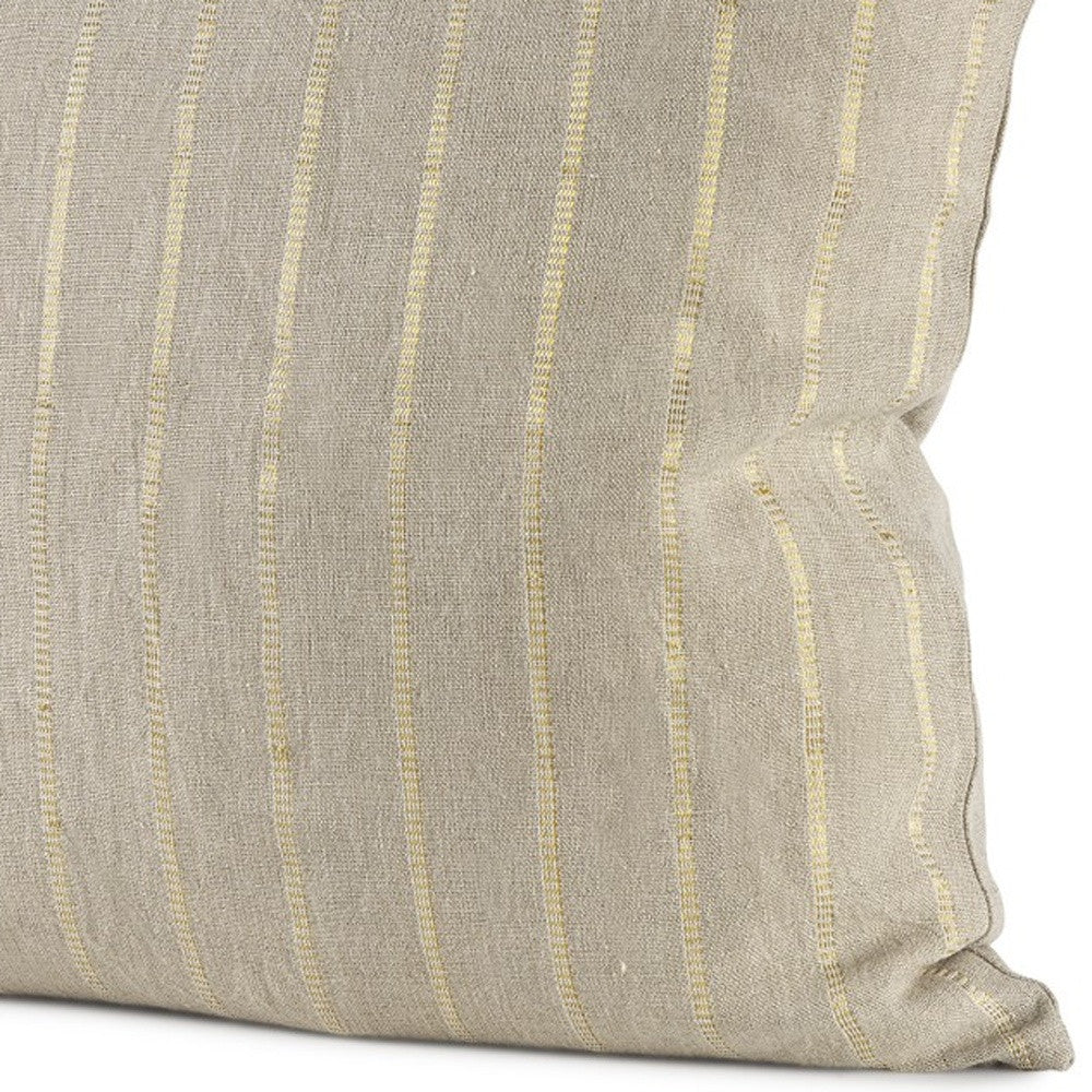 Beige And Gold Striped Pillow Cover