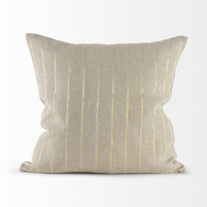 Beige And Gold Striped Pillow Cover