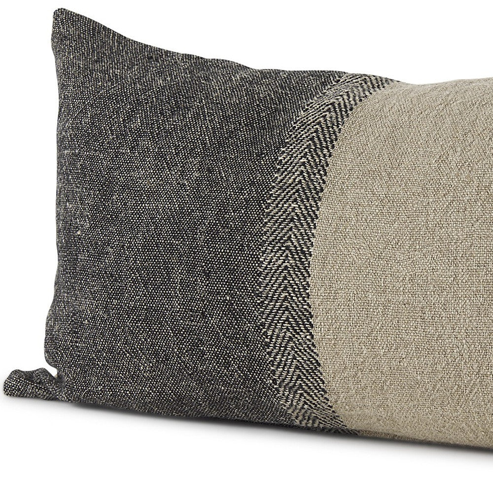 Black And Gray Two Tone Lumbar Pillow Cover