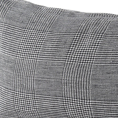 14" X 26" Black And White Herringbone Plaid Linen Throw Pillow Cover