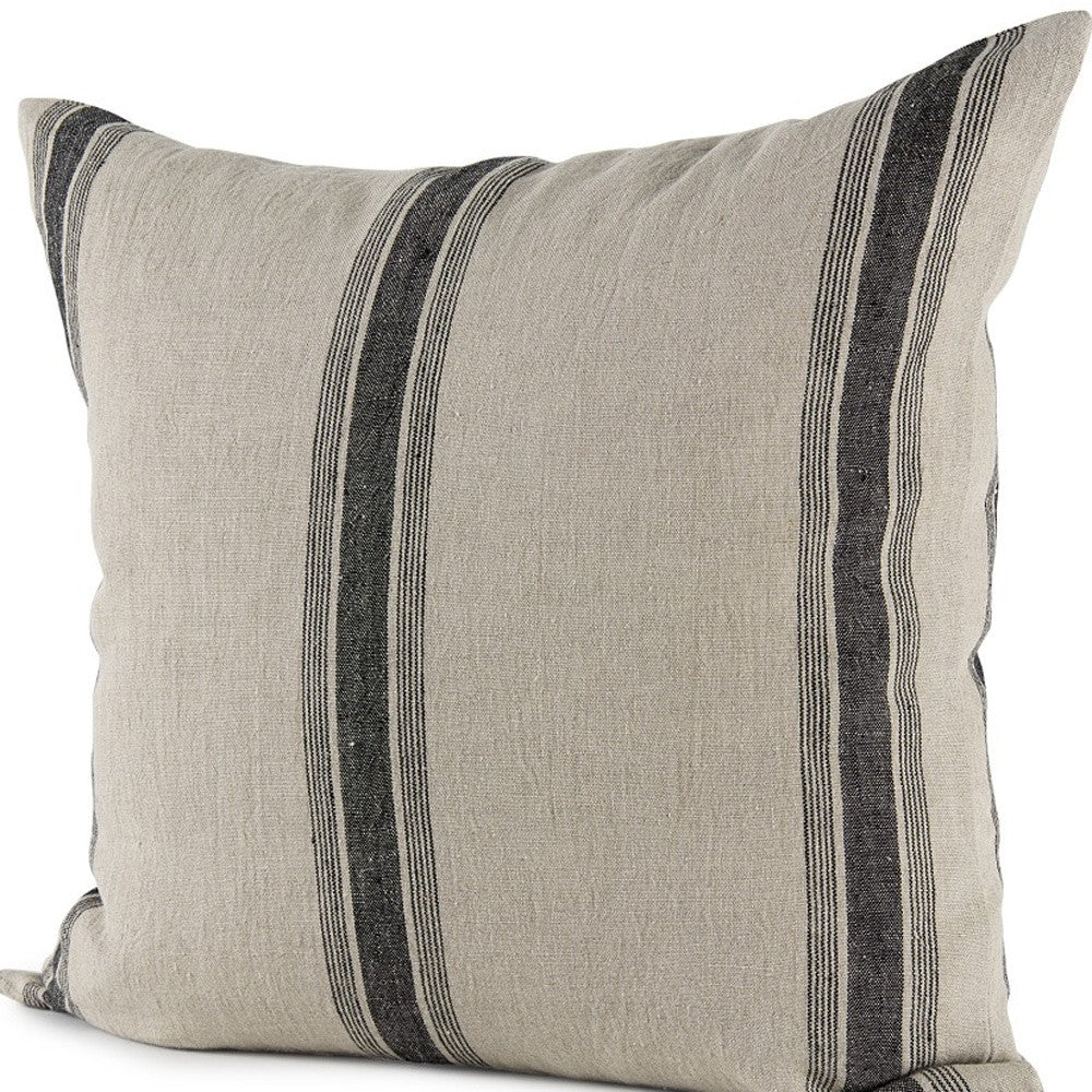 Beige And Black Striped Pillow Cover