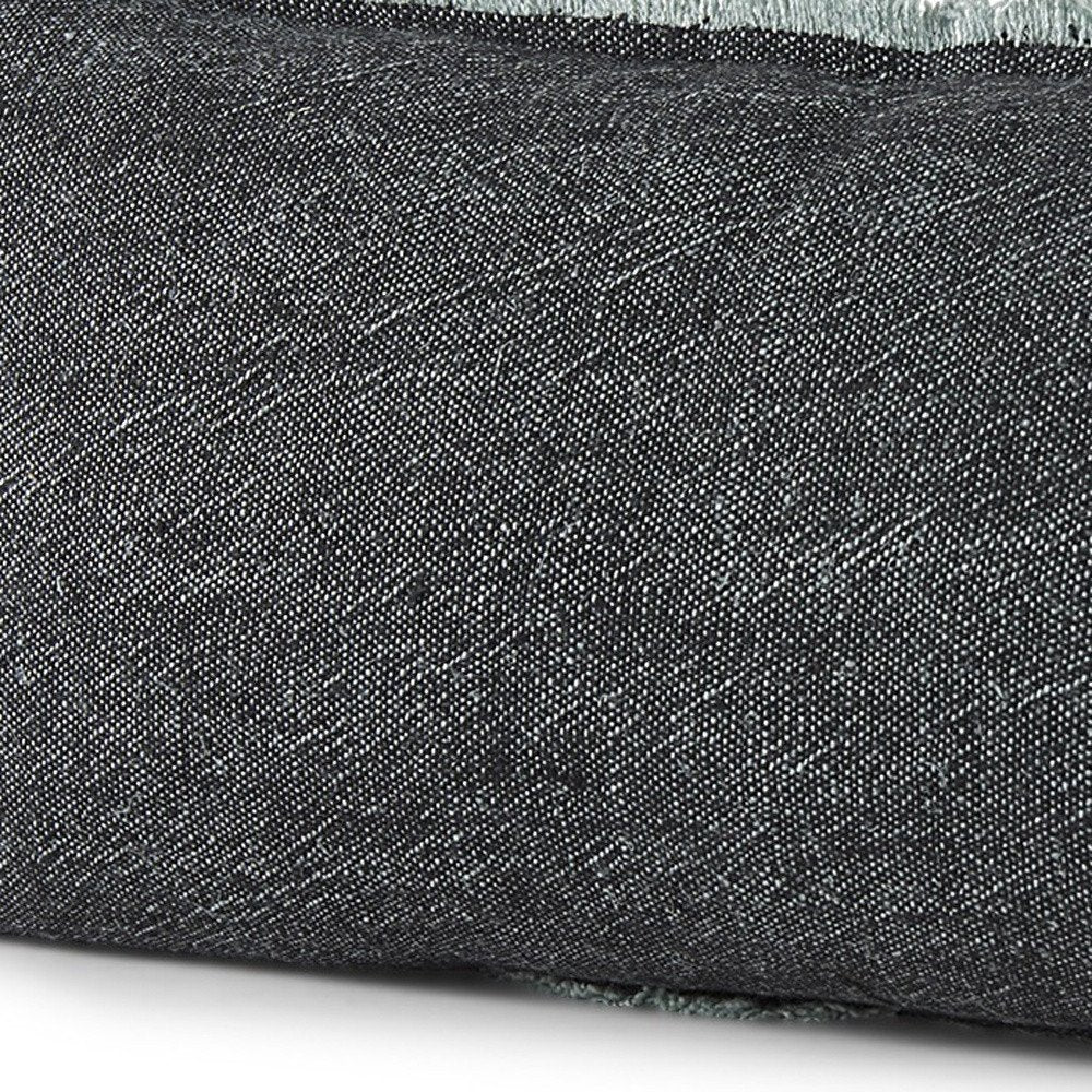 14" X 26" Black And Aqua Linen Throw Pillow Cover
