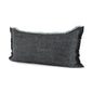 14" X 26" Black And Aqua Linen Throw Pillow Cover