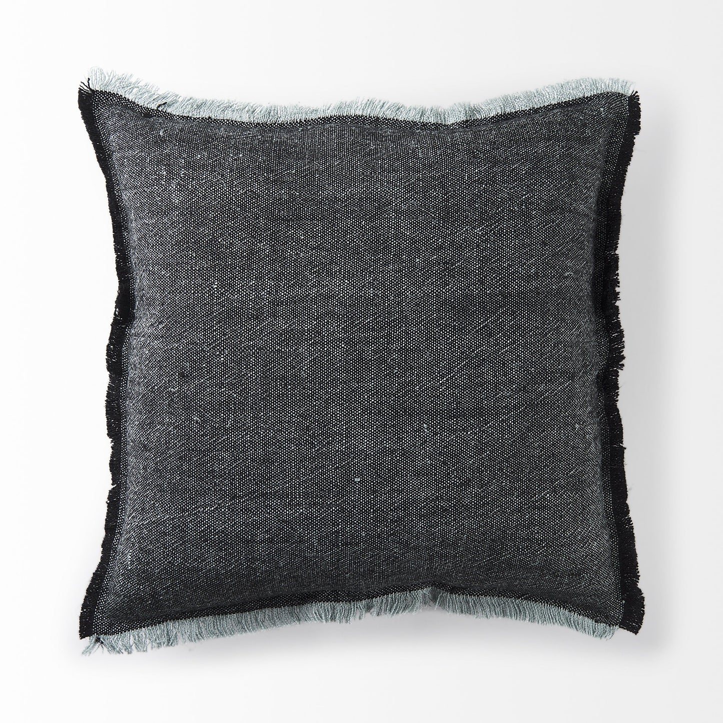 Dark Gray Fringed Throw Pillow Cover