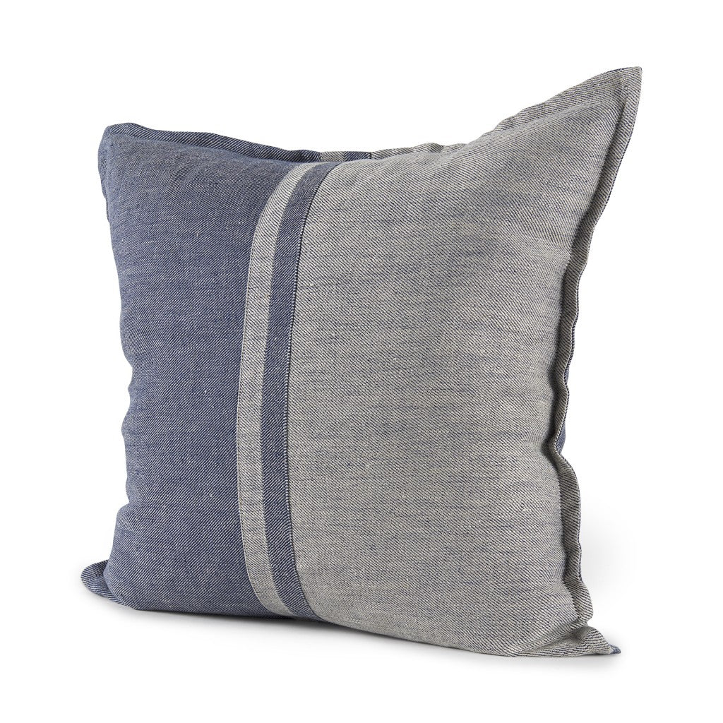 Gray And Blue Color Block Pillow Cover