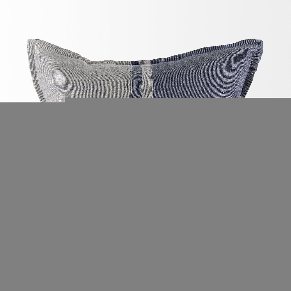 20" Blue And Gray Striped Linen Throw Pillow Cover