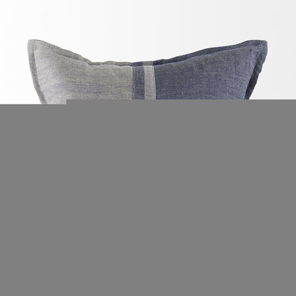 20" Blue And Gray Striped Linen Throw Pillow Cover