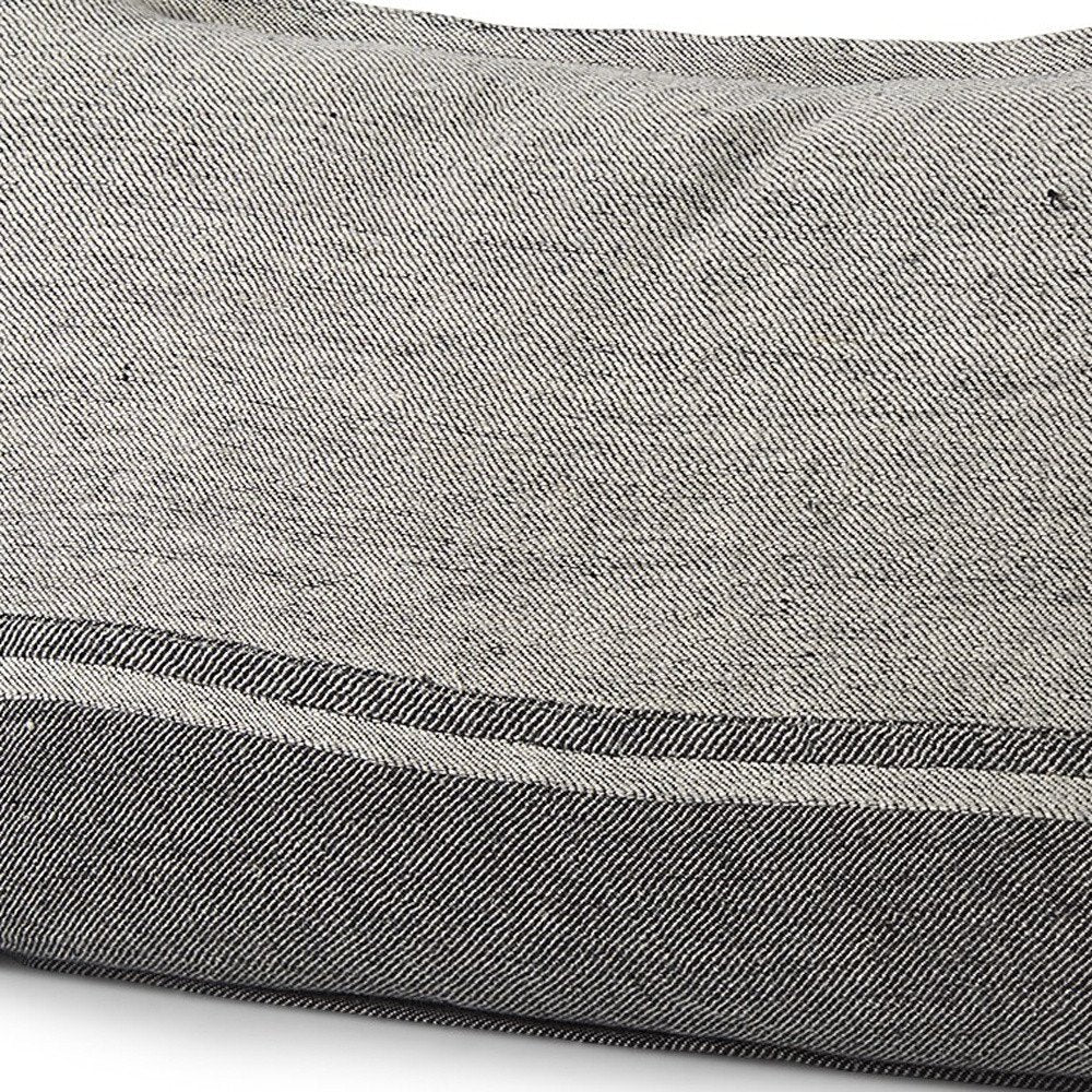 14" X 26" Dark Gray And Light Gray Striped Linen Lumbar Throw Pillow Cover